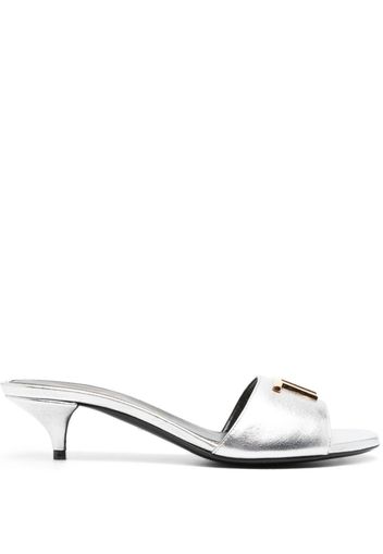 TOM FORD 50mm logo-plaque leather mules - Silver