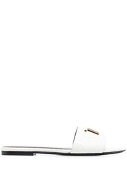 TOM FORD logo-plaque crocodile-effect sandals - White