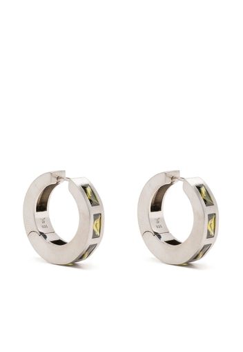 Tom Wood gemstone-detail hoop earrings - OLIVE GREEN