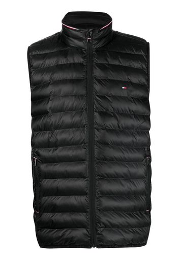 TOMMY HILFIGER embroidered-logo padded gilet - Black