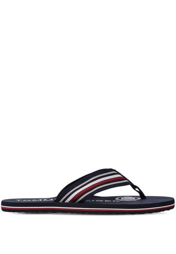 Tommy Hilfiger logo-print striped flip flops - Blue