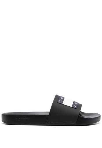 Tommy Jeans logo-badge pool slides - Black