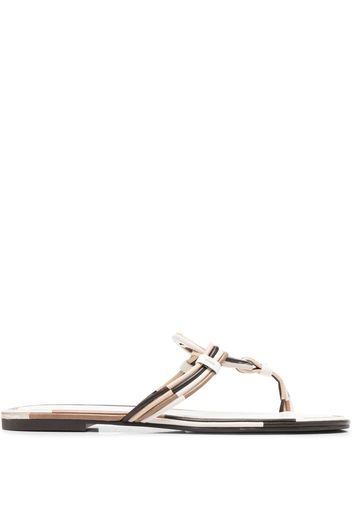 Tory Burch strappy leather logo-plaque sandals - Neutrals