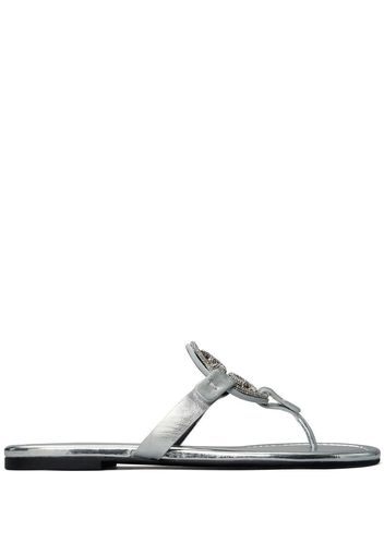 Tory Burch Miller pave logo sandals - Silver