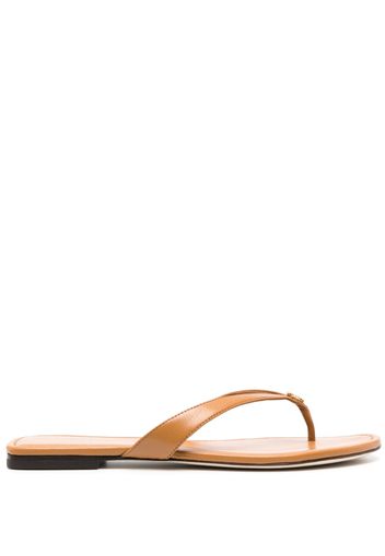 Tory Burch thong-strap leather flip flops - Brown