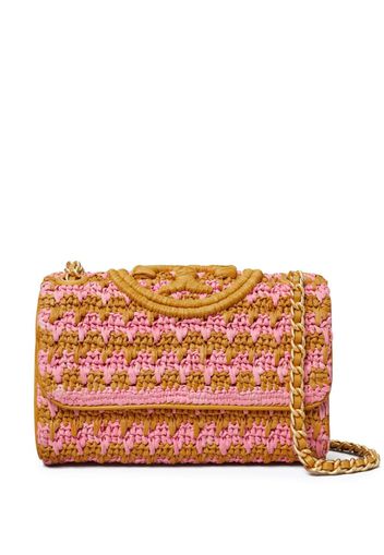 Tory Burch small Fleming crochet-knit shoulder bag - Pink