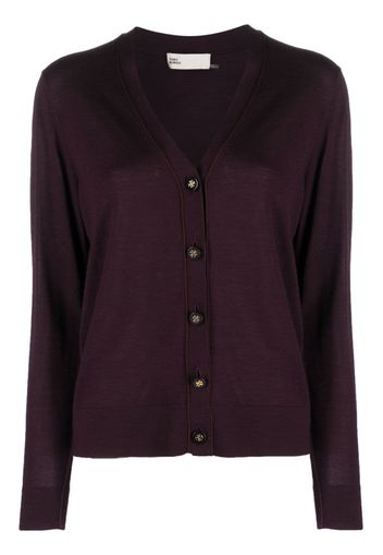 Tory Burch fine-knit V-neck cardigan - Red