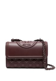 Tory Burch logo-embossed quilted-leather shoulder bag - Brown