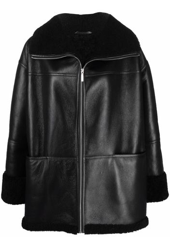 Totême oversized shearling-trim jacket - Black