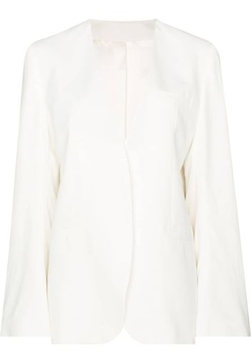 Totême collarless single-breasted blazer - White