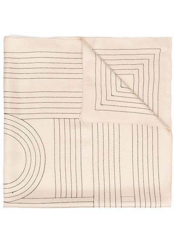 Totême striped embroidered silk scarf - Neutrals