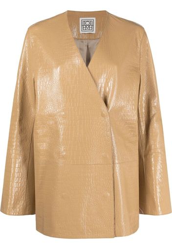 Totême crocodile-embossed single-breasted blazer - Neutrals