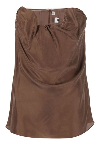 Totême cowl-effect strapless blouse - Brown