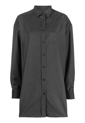 TOTEME monogram-embroidered oversized wool shirt - Grey