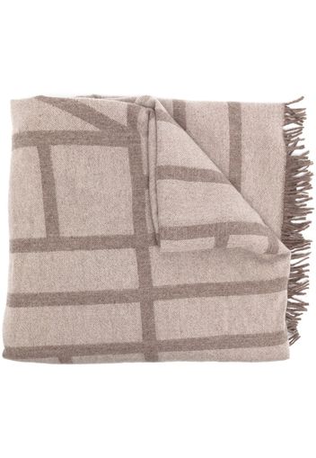 Totême monogram-jacquard wool-cashmere scarf - Brown