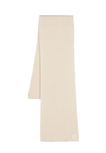 TOTEME ribbed-knit embroidered-logo scarf - Neutrals