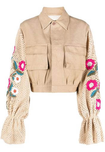 TU LIZE' crochet detailed jacket - Neutrals