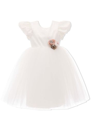 Tulleen floral-appliqué tulle dress - WHITE