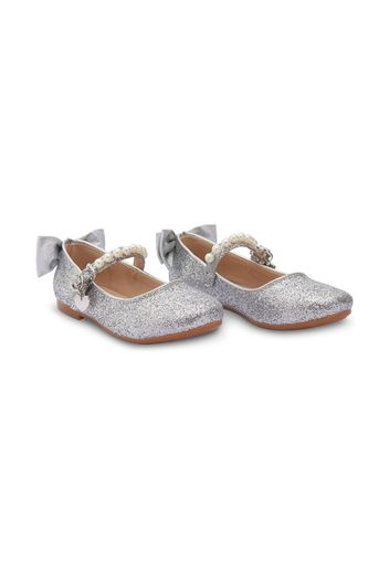 Tulleen bow-detail ballerina shoes - Silver