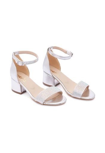 Tulleen rhinestone block-heel sandals - Silver