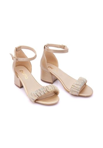 Tulleen rhinestone-embellished scrunch-strap sandals - Neutrals