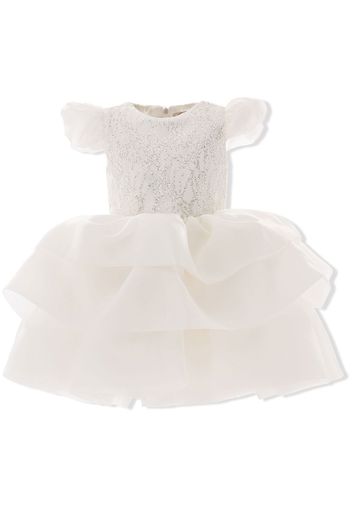 Tulleen Collina ruffle-trimmed teacup dress - White