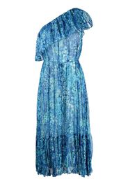 Twin-Set floral-print one shoulder dress - Blue