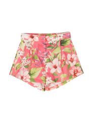 TWINSET Kids floral-print high-waisted shorts - Pink