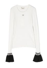 TWINSET Kids logo-plaque ribbed-knit jumper - White