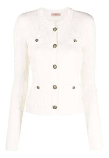 TWINSET logo-buttons ribbed cardigan - White