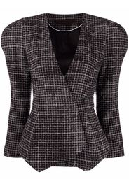 Ulyana Sergeenko check wrap-style blazer - Black