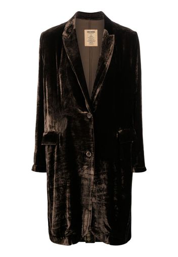 Uma Wang peak-lapel velvet coat - Brown