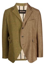 Uma Wang contrasting-panel wool blazer - Brown