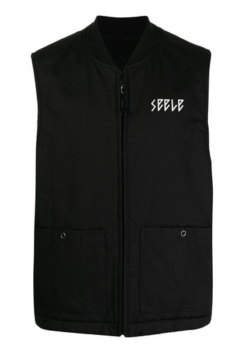 UNDERCOVER slogan-print reversible gilet - Black