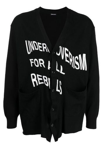 Undercoverism logo-print V-neck cardigan - Black