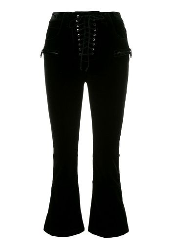 Unravel Project velvet cropped lace-up trousers - Black