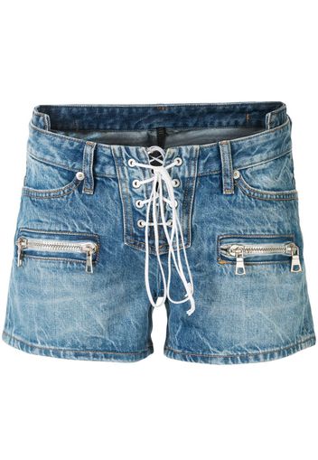 lace-up denim shorts