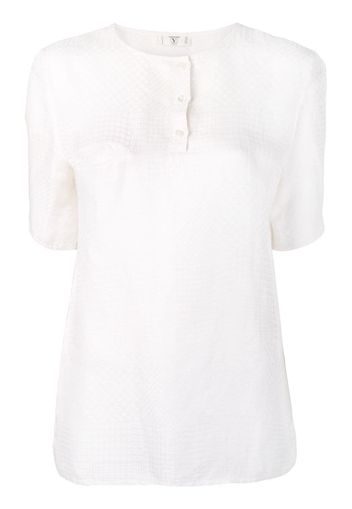 Valentino Pre-Owned 1970's collarless jacquard blouse - White