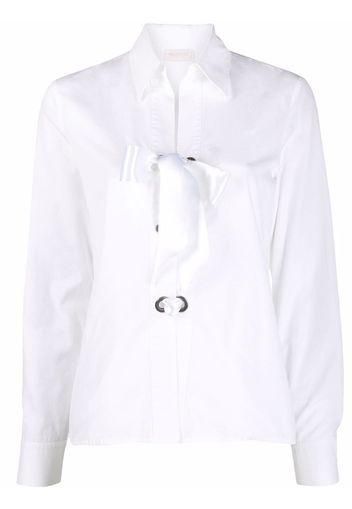 Valentino Pre-Owned 2000s V-neck bow-detailing shirt - White