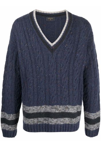 Valentino Pre-Owned 2000s cable knit striped detailing jumper - Blue