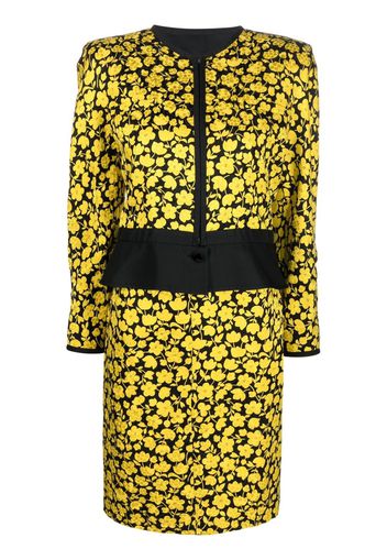 Valentino Pre-Owned 1980s floral-print silk dress and jacket set - Black