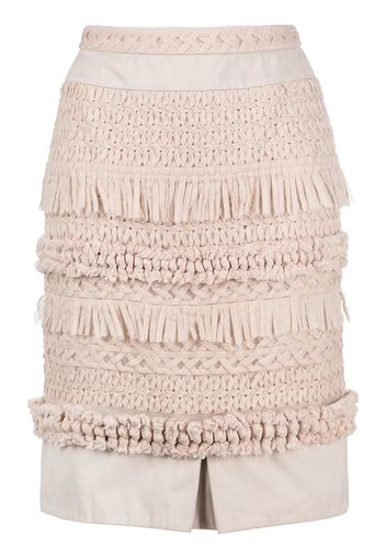 Valentino Pre-Owned 2000s macramé-detailing high-waisted skirt - Neutrals