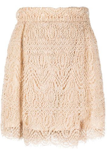 Valentino Pre-Owned 2010 lace-detailed A-line skirt - Neutrals