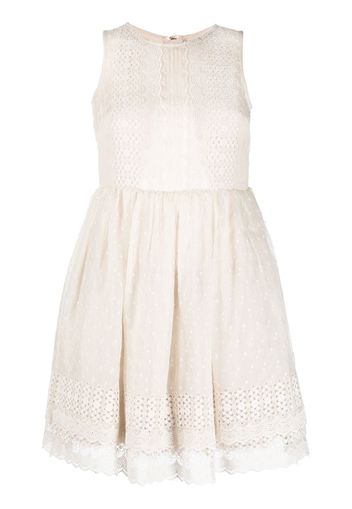 Valentino Pre-Owned 2010s lace-panelled sleeveless dress - Neutrals