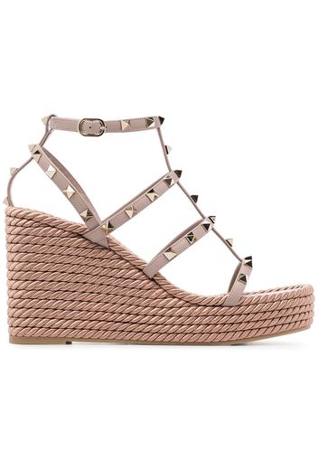 Valentino Garavani pink Rockstud 120 leather wedges