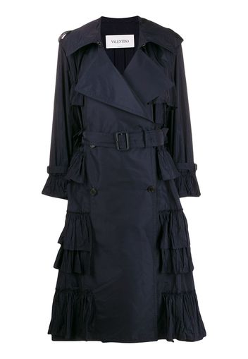 Valentino double-breasted pleated trench coat - Blue