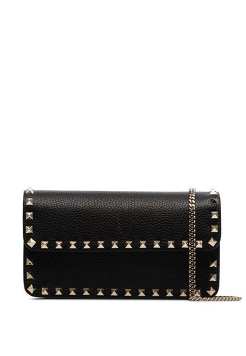 black rockstud leather shoulder bag