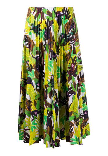 leaf-print pleated skirt