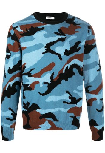 intarsia-knit camouflage cashmere jumper