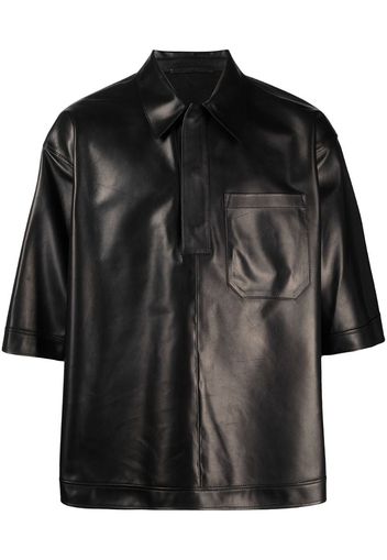leather short-sleeve polo shirt